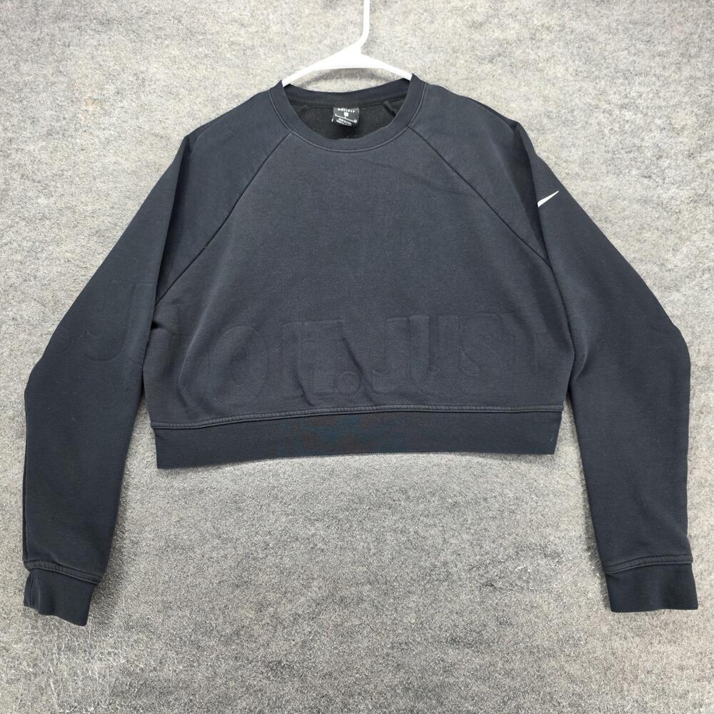 Nike Dri-FIT Sweatshirt Womens S Black Pullover Crewneck Raglan Sleeve